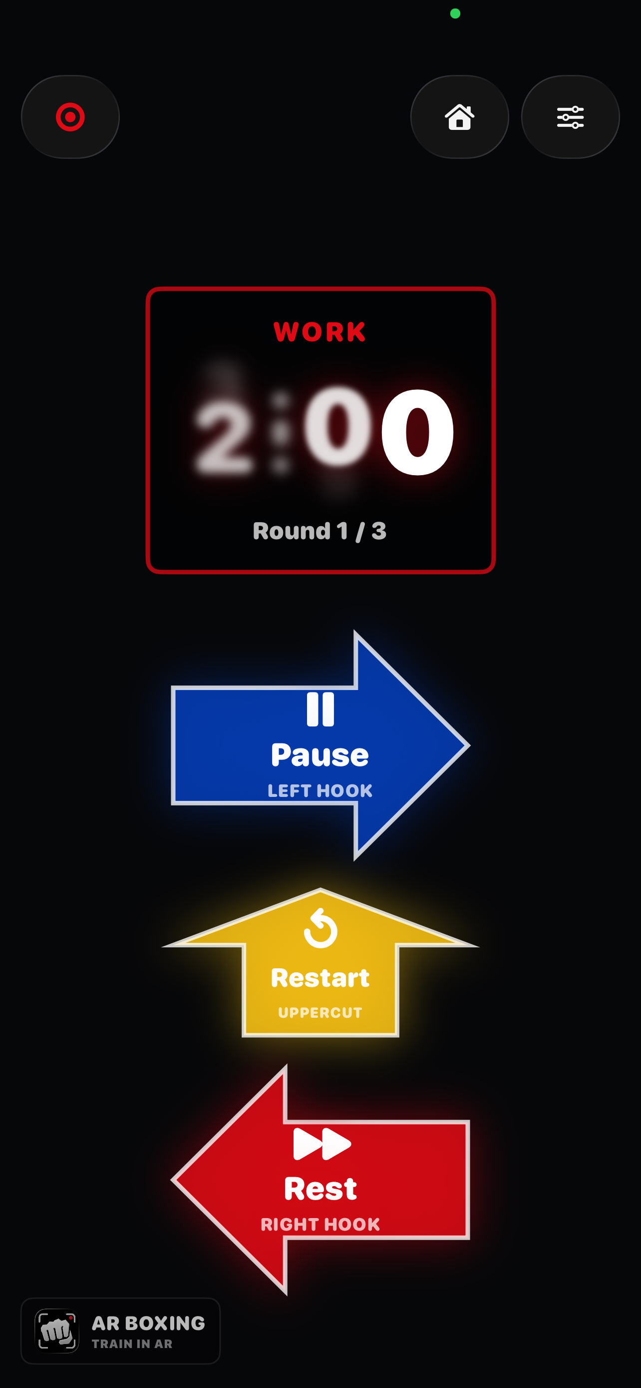 AR Boxing boxing timer screen